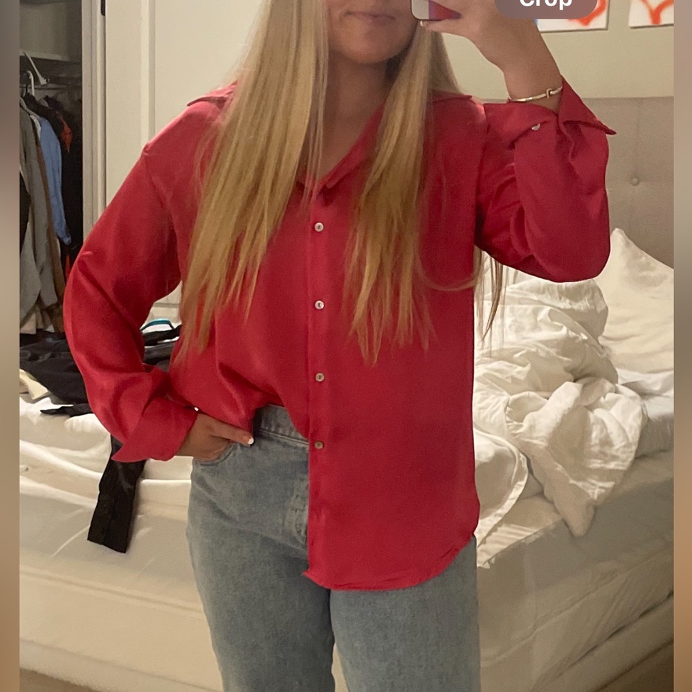 Zara silk pink top
